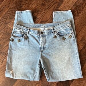 LOFT Relaxed Skinny Light Wash Distressed Jeans